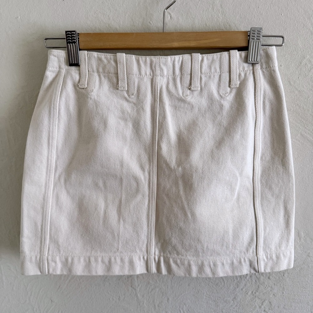 RARE Vintage Alaïa S/S 1991 Cream Denim Skirt With Back Lace-Up Detail Size 40 - Picture 3 of 6